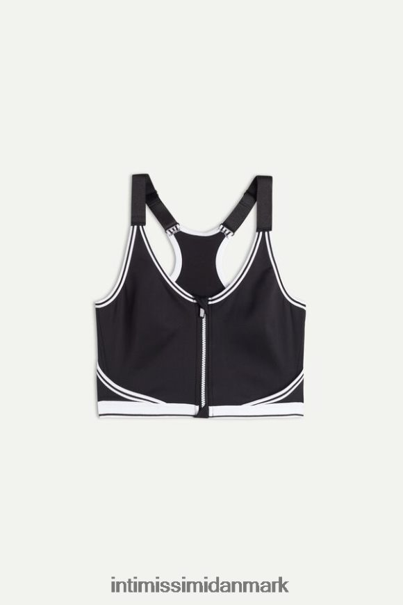 Intimissimi in action bh-top med lynlås og supima bomuldsfor Kvinder 661i-nero/bianco undertøj 8DZ4XJ745