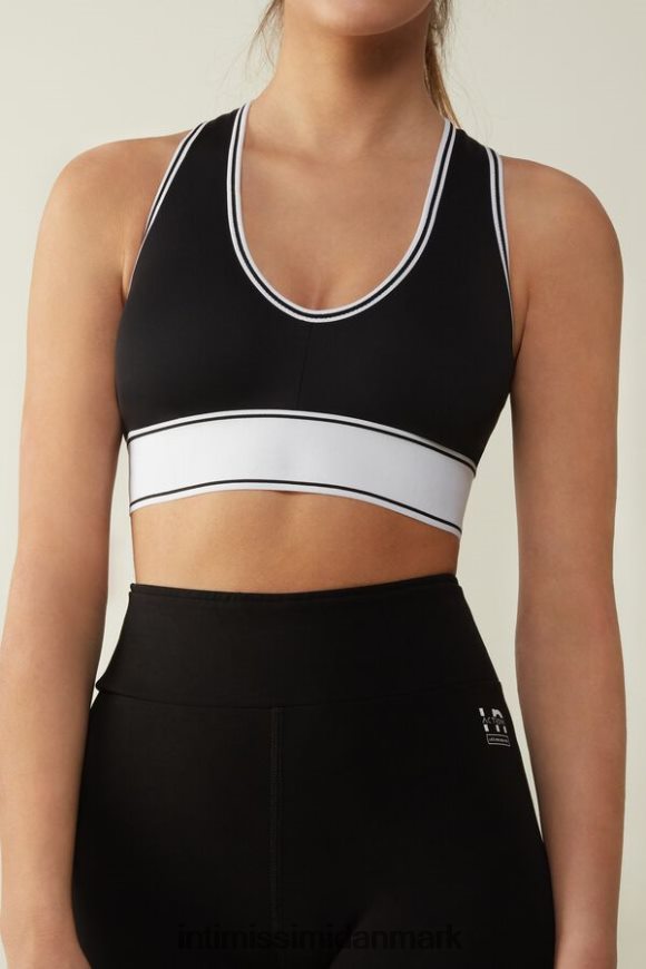 Intimissimi in action bh-top med supima bomuldsfor Kvinder 661i-nero/bianco undertøj 8DZ4XJ744