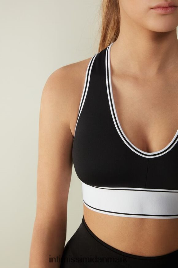 Intimissimi in action bh-top med supima bomuldsfor Kvinder 661i-nero/bianco undertøj 8DZ4XJ744