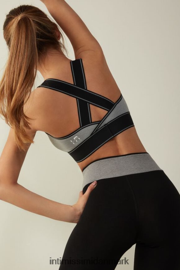 Intimissimi in action bh-top med supima bomuldsfor Kvinder 7539-mellem grå meleret/sort undertøj 8DZ4XJ742