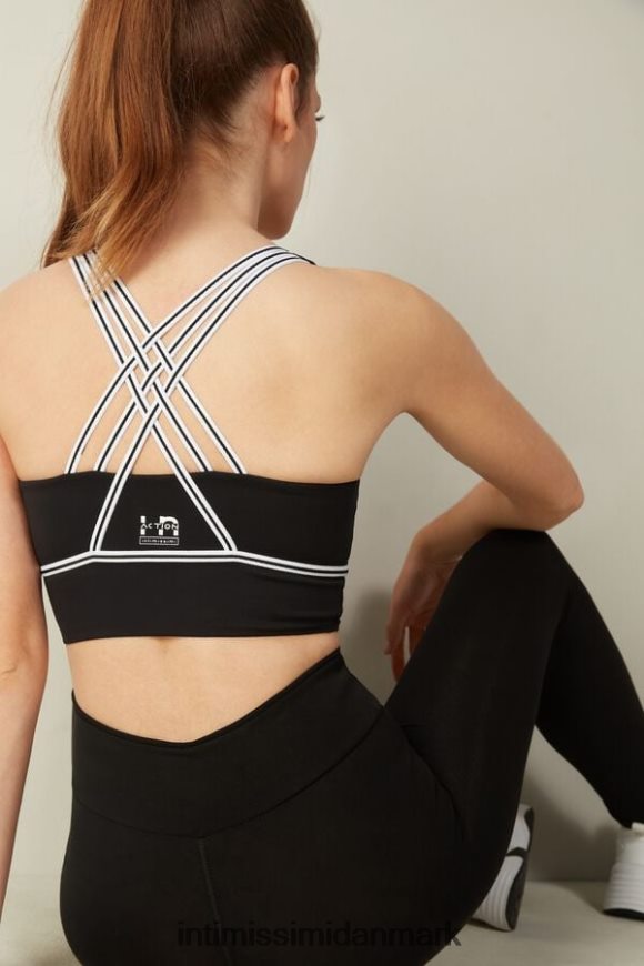 Intimissimi in action polstret bh-top med supima bomuldsfor Kvinder 661i-nero/bianco undertøj 8DZ4XJ743