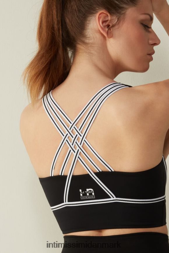 Intimissimi in action polstret bh-top med supima bomuldsfor Kvinder 661i-nero/bianco undertøj 8DZ4XJ743