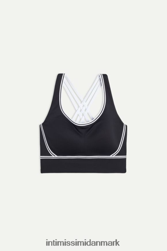 Intimissimi in action polstret bh-top med supima bomuldsfor Kvinder 661i-nero/bianco undertøj 8DZ4XJ743