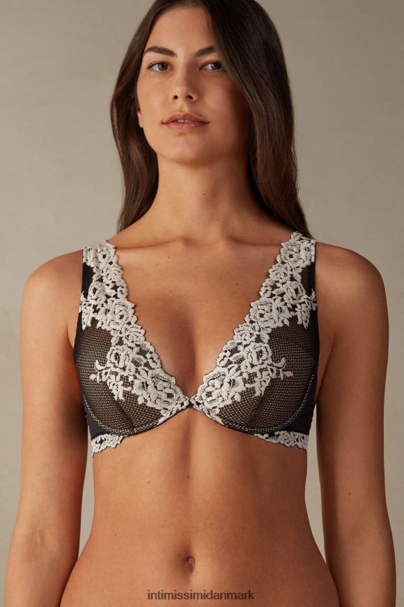 Intimissimi smukke blomster elena balconette bh Kvinder 9887-sort/elfenben undertøj 8DZ4XJ620