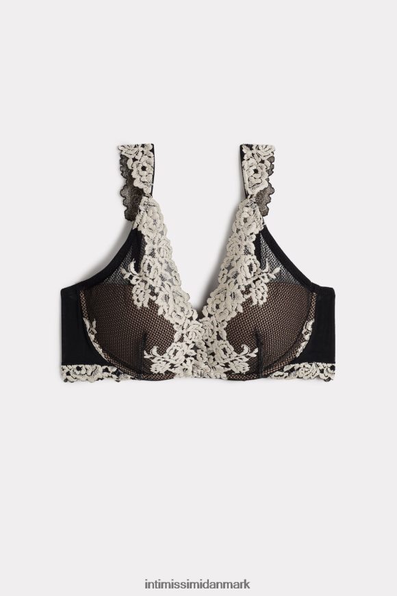 Intimissimi smukke blomster giorgia balconette bh Kvinder 9887-sort/elfenben undertøj 8DZ4XJ801