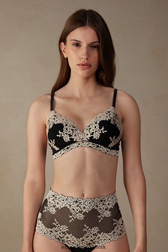Intimissimi smukke blomster lucia trekant bh Kvinder 9887-sort/elfenben undertøj 8DZ4XJ785