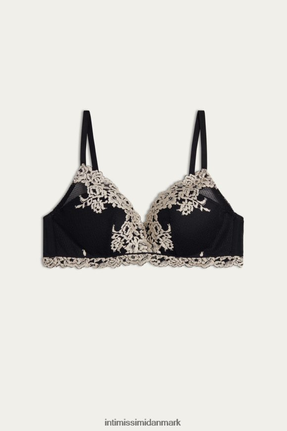 Intimissimi smukke blomster fabiola push-up bh Kvinder 9887-sort/elfenben undertøj 8DZ4XJ750