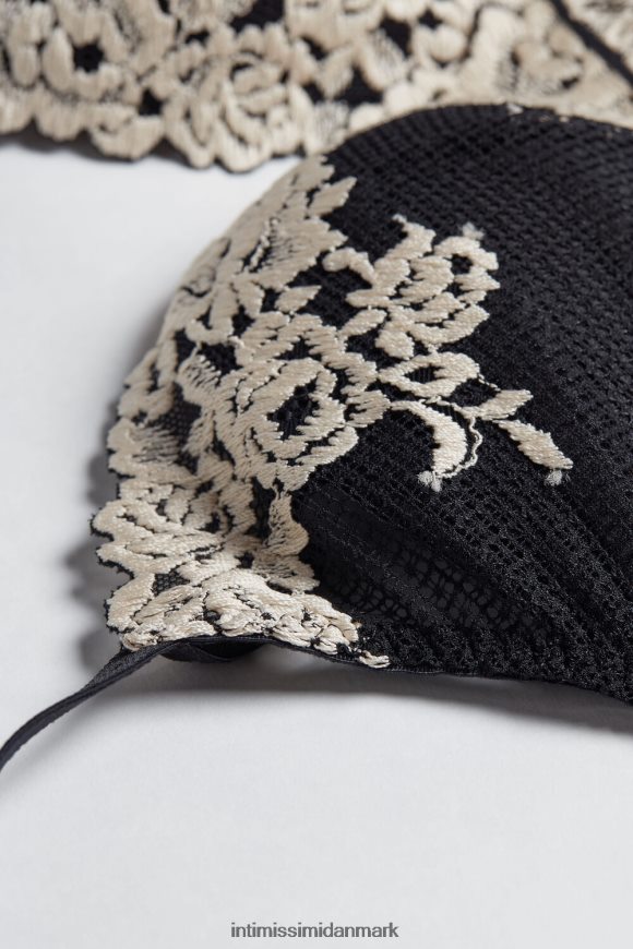 Intimissimi smukke blomster fabiola push-up bh Kvinder 9887-sort/elfenben undertøj 8DZ4XJ750