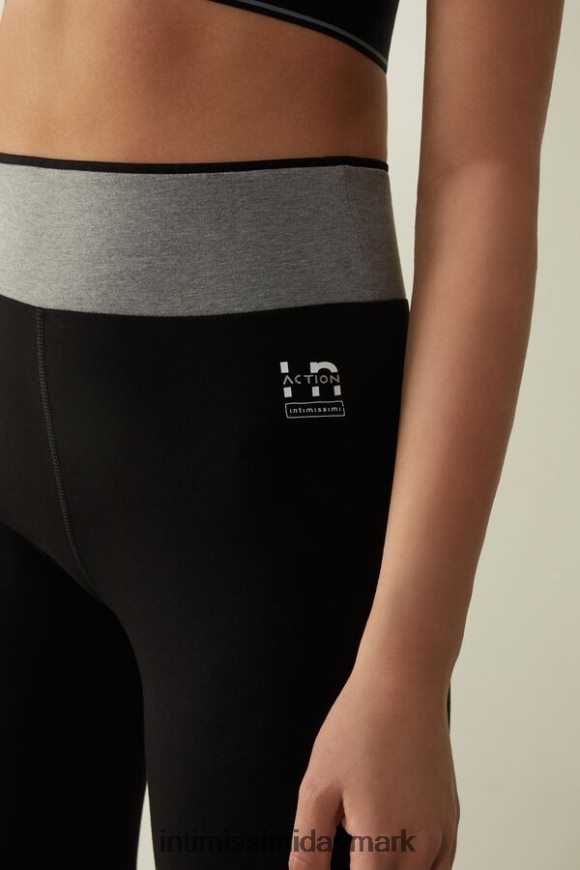 Intimissimi in action capri-leggings i økologisk bomuld i stretch Kvinder 731i-sort/mellemgrå melange beklædning 8DZ4XJ1397