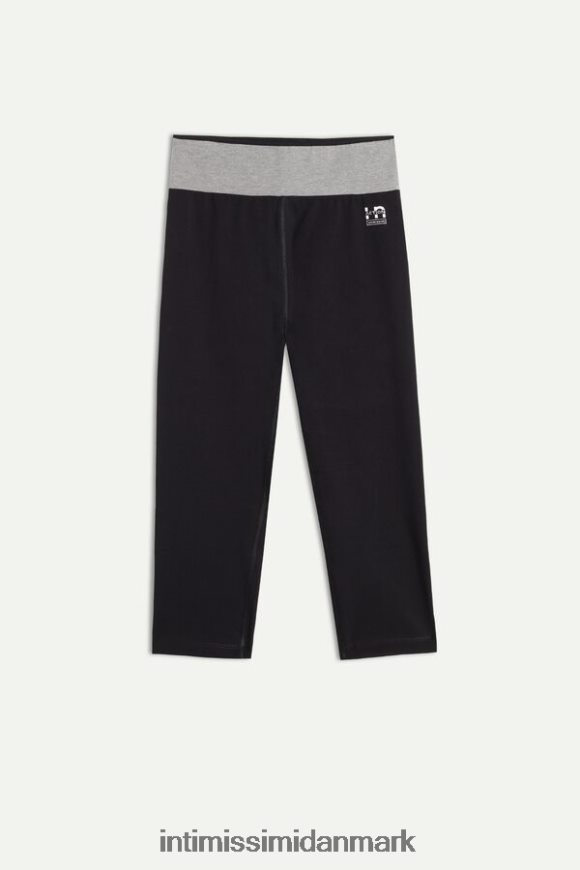 Intimissimi in action capri-leggings i økologisk bomuld i stretch Kvinder 731i-sort/mellemgrå melange beklædning 8DZ4XJ1397