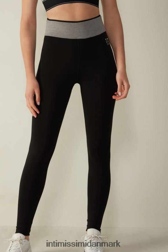 Intimissimi in action stretch leggings i økologisk bomuld Kvinder 731i-sort/mellemgrå melange beklædning 8DZ4XJ1398