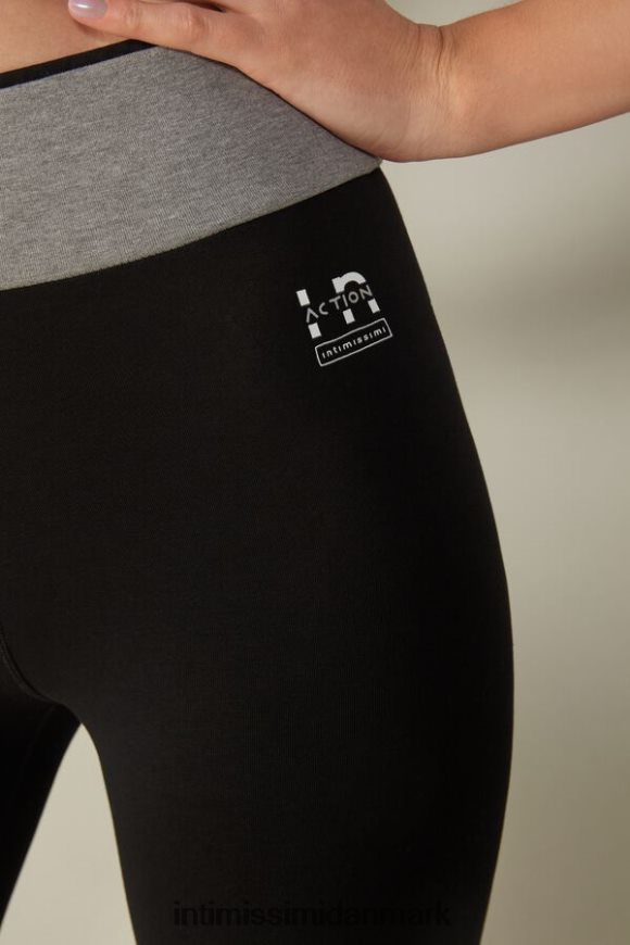 Intimissimi in action stretch leggings i økologisk bomuld Kvinder 731i-sort/mellemgrå melange beklædning 8DZ4XJ1398