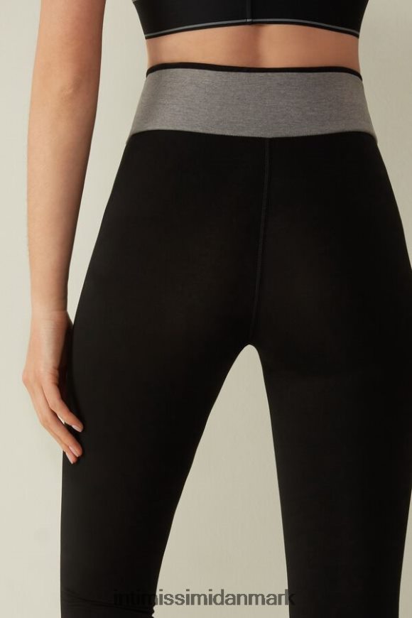 Intimissimi in action stretch leggings i økologisk bomuld Kvinder 731i-sort/mellemgrå melange beklædning 8DZ4XJ1398
