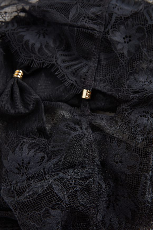 Intimissimi sensuelle blomster tyl og blonder bodysuit Kvinder 019-sort beklædning 8DZ4XJ1204