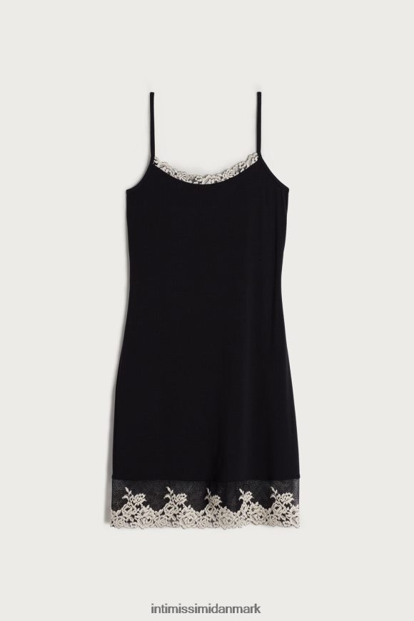 Intimissimi smukke blomster modal slip Kvinder 9887-sort/elfenben beklædning 8DZ4XJ1242