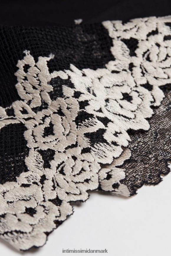 Intimissimi smukke blomster modal slip Kvinder 9887-sort/elfenben beklædning 8DZ4XJ1242