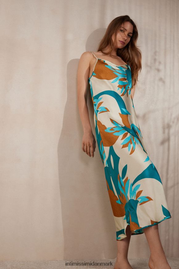 Intimissimi sommer vibes lang viskose satin slip Kvinder 241j-sommervibes print beklædning 8DZ4XJ1214