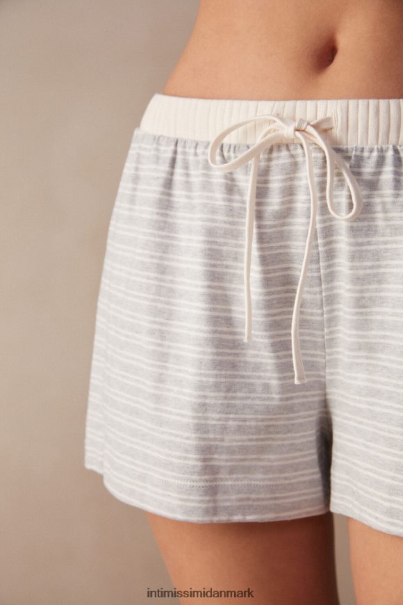 Intimissimi afslappede søndagshorts Kvinder 224j-grå melange/vanilje beige stribe beklædning 8DZ4XJ1562
