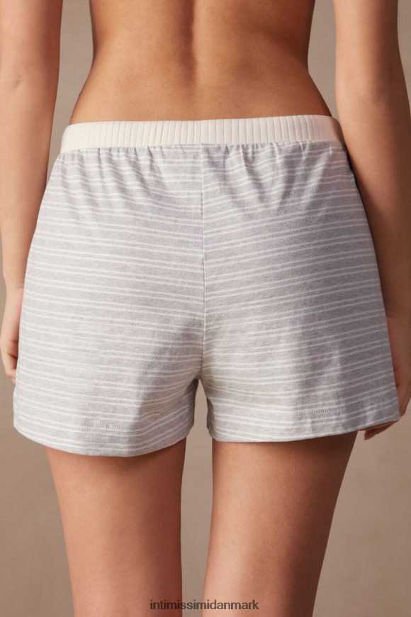 Intimissimi afslappede søndagshorts Kvinder 224j-grå melange/vanilje beige stribe beklædning 8DZ4XJ1562