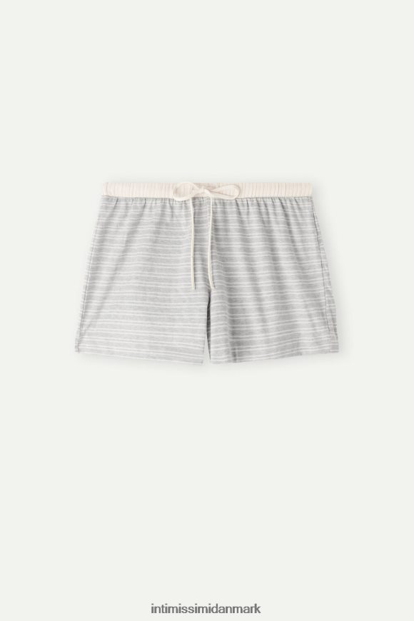 Intimissimi afslappede søndagshorts Kvinder 224j-grå melange/vanilje beige stribe beklædning 8DZ4XJ1562