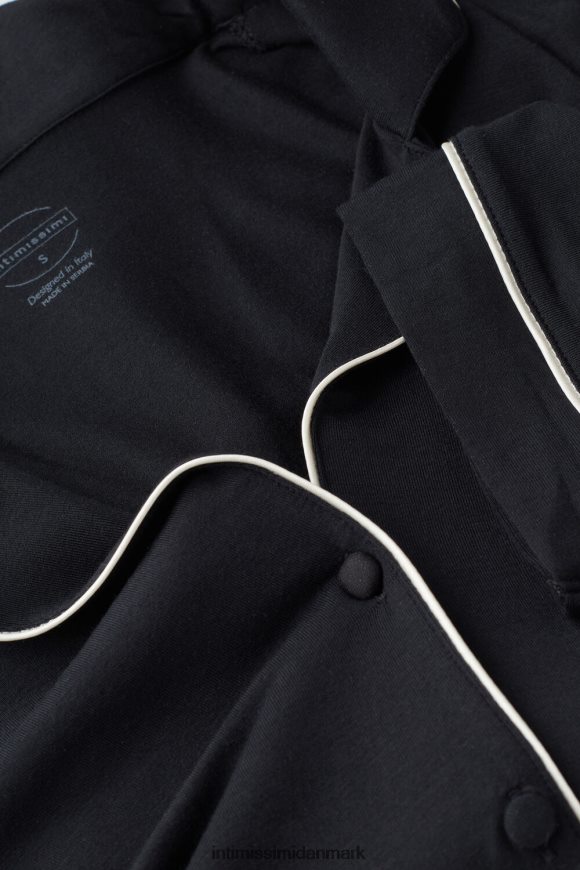 Intimissimi kortærmet modal top med knap ned Kvinder 019-sort beklædning 8DZ4XJ1536