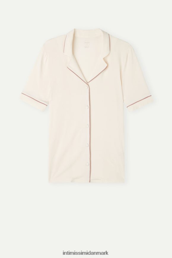 Intimissimi kortærmet modal top med knap ned Kvinder 612i-vanilje elfenben beklædning 8DZ4XJ1525