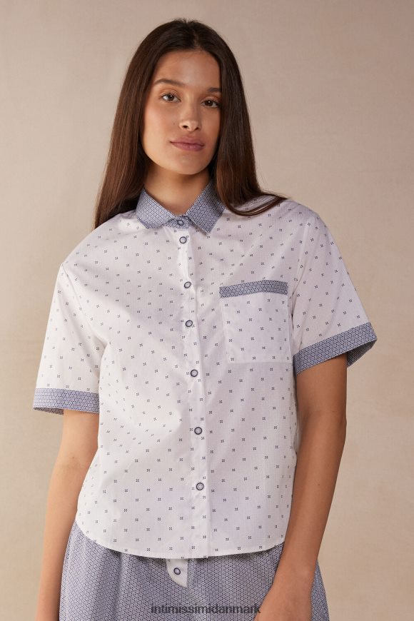 Intimissimi santorini view kortærmet bomuldsskjorte Kvinder 317j-santorini-print pulver hvid beklædning 8DZ4XJ1507