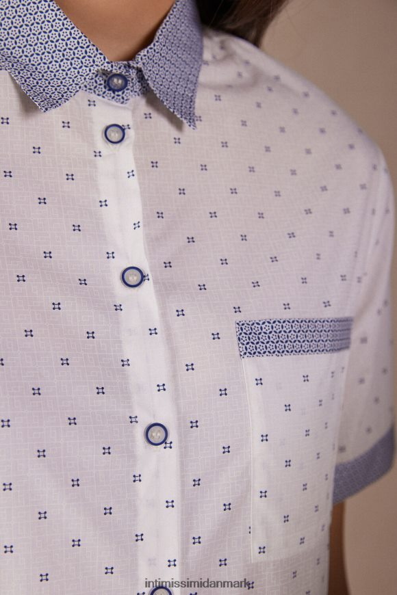 Intimissimi santorini view kortærmet bomuldsskjorte Kvinder 317j-santorini-print pulver hvid beklædning 8DZ4XJ1507