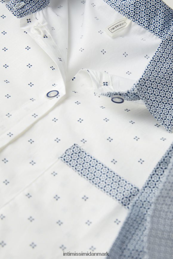 Intimissimi santorini view kortærmet bomuldsskjorte Kvinder 317j-santorini-print pulver hvid beklædning 8DZ4XJ1507