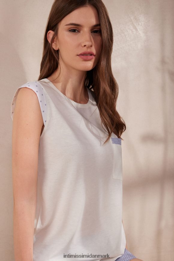 Intimissimi santorini view ultrafrisk supima bomuldsvest top Kvinder 2127-pulver hvid beklædning 8DZ4XJ1509