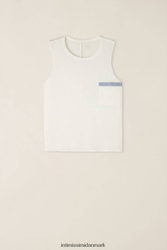 Intimissimi santorini view ultrafrisk supima bomuldsvest top Kvinder 2127-pulver hvid beklædning 8DZ4XJ1509