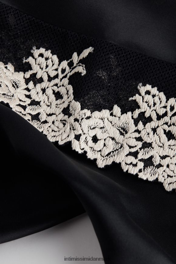 Intimissimi smukke blomster silke top med spaghetti stropper Kvinder 9887-sort/elfenben beklædning 8DZ4XJ1416