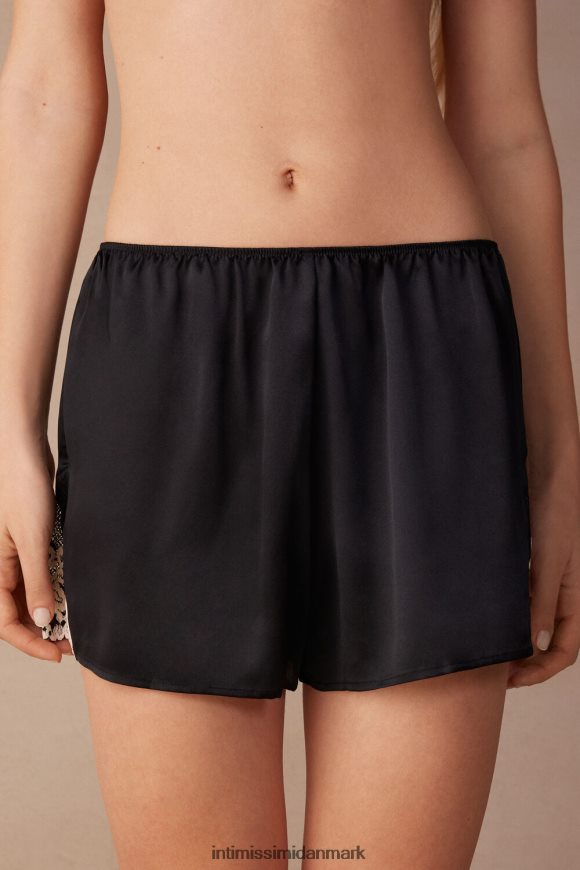 Intimissimi smukke blomster silkeshorts Kvinder 9887-sort/elfenben beklædning 8DZ4XJ1661