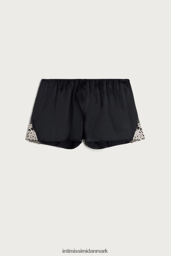 Intimissimi smukke blomster silkeshorts Kvinder 9887-sort/elfenben beklædning 8DZ4XJ1661