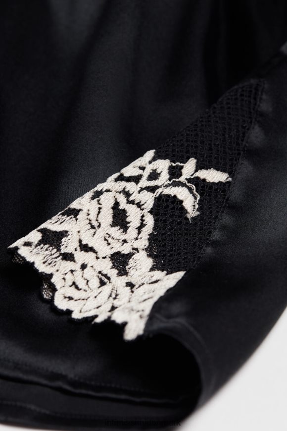 Intimissimi smukke blomster silkeshorts Kvinder 9887-sort/elfenben beklædning 8DZ4XJ1661