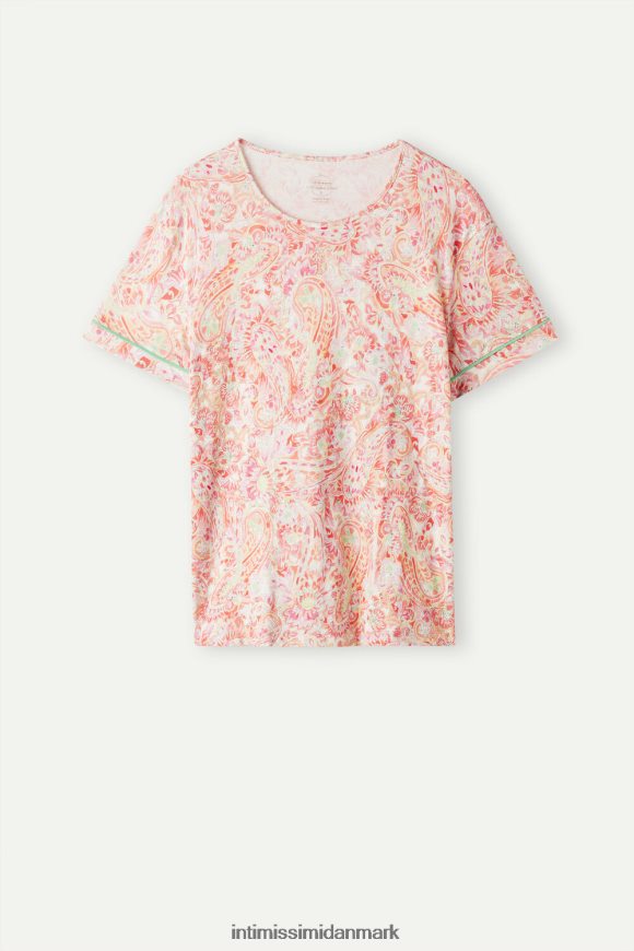 Intimissimi sommerrejse kortærmet ultrafrisk supima bomuldstop Kvinder 240j-sommer cashmere print beklædning 8DZ4XJ1511