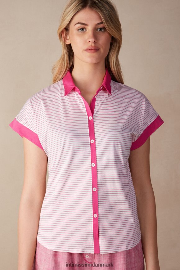 Intimissimi strawberry milkshake kortærmet ultrafrisk supima bomuldsskjorte Kvinder 247j-pink valentine stribe beklædning 8DZ4XJ1539