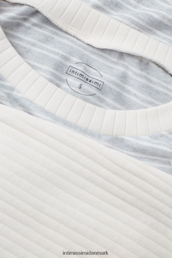 Intimissimi afslappet søndags langærmet top Kvinder 224j-grå melange/vanilje beige stribe beklædning 8DZ4XJ1559