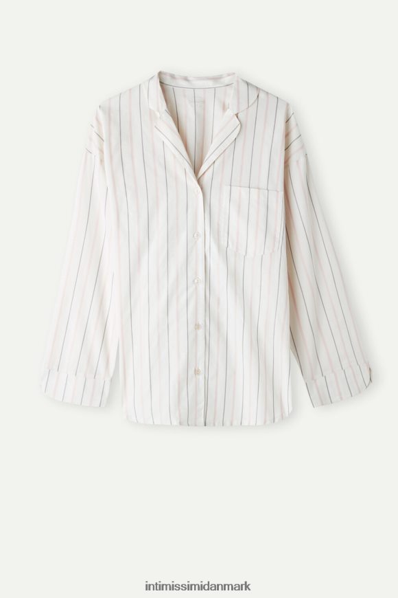 Intimissimi blød fjeder langærmet top med knapper Kvinder 225j-ecru beige/pink striber beklædning 8DZ4XJ1553