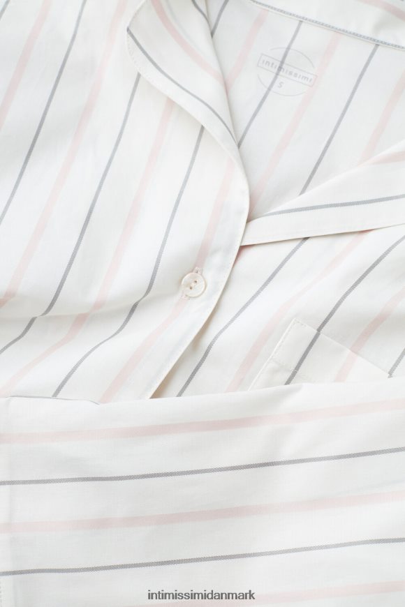 Intimissimi blød fjeder langærmet top med knapper Kvinder 225j-ecru beige/pink striber beklædning 8DZ4XJ1553