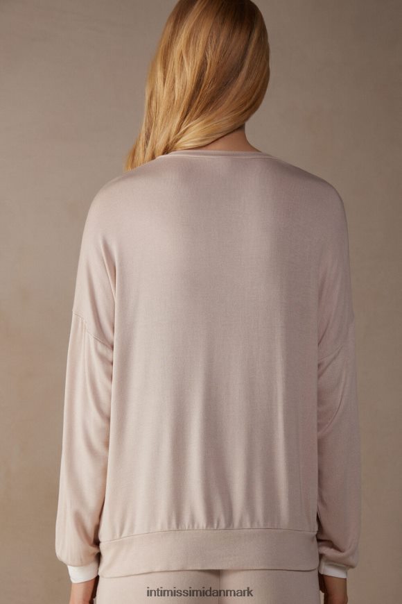 Intimissimi enkel elegance langærmet modaltrøje Kvinder 227j-silke pink/pudder hvid beklædning 8DZ4XJ1571