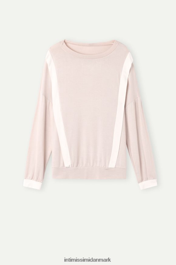 Intimissimi enkel elegance langærmet modaltrøje Kvinder 227j-silke pink/pudder hvid beklædning 8DZ4XJ1571
