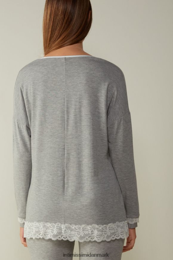Intimissimi langærmet modal top med rund hals Kvinder 031-lysegrå melange beklædning 8DZ4XJ1677