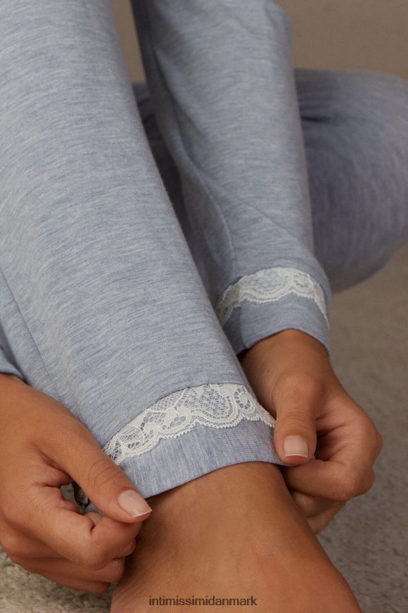 Intimissimi lange modalbukser med blondedetaljer Kvinder 009j-lyseblå melange beklædning 8DZ4XJ1620