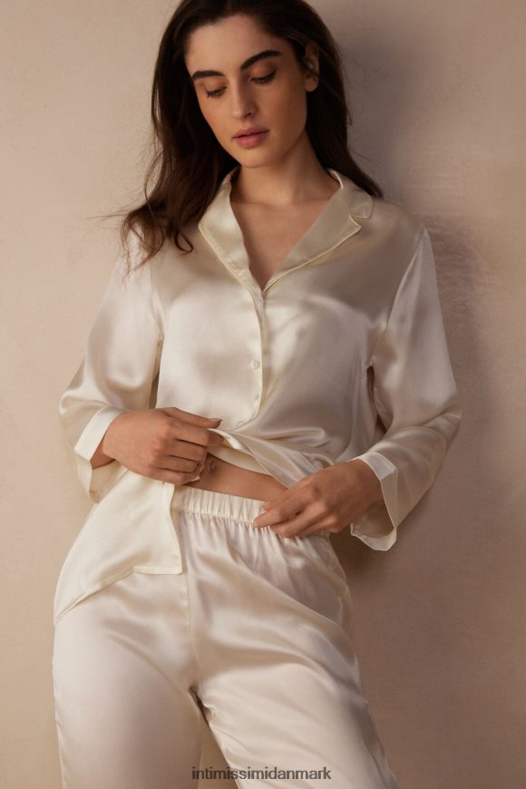 Intimissimi manish-cut jakke i silke satin Kvinder 2127-pulver hvid beklædning 8DZ4XJ1668