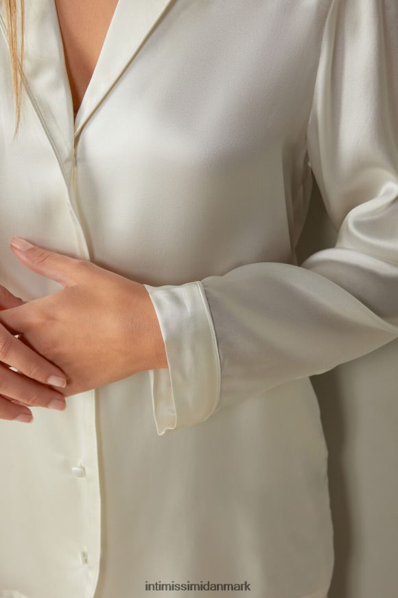Intimissimi manish-cut jakke i silke satin Kvinder 2127-pulver hvid beklædning 8DZ4XJ1668