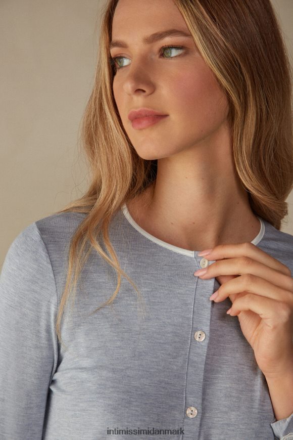 Intimissimi modal og blonde button-down top Kvinder 009j-lyseblå melange beklædning 8DZ4XJ1605