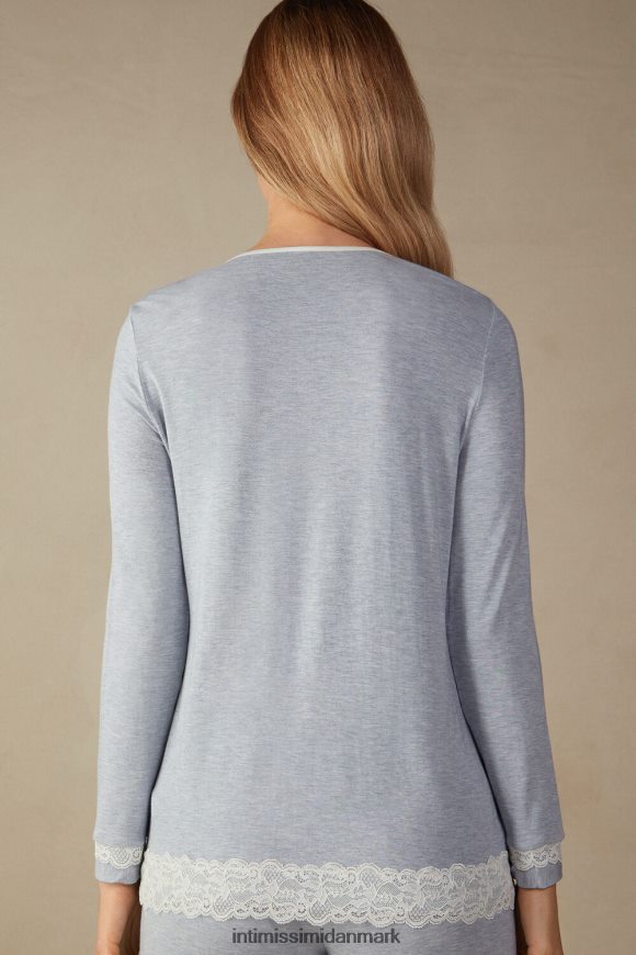 Intimissimi modal og blonde button-down top Kvinder 009j-lyseblå melange beklædning 8DZ4XJ1605