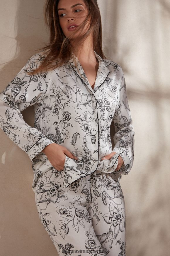 Intimissimi pure joy langærmet satin top Kvinder 223j-ren glædesprint beklædning 8DZ4XJ1546