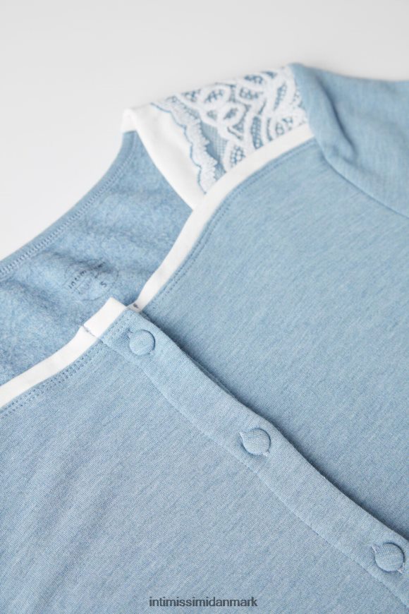 Intimissimi romantisk soveværelse modal med uld knap-down top Kvinder 145j-lyseblå melange/pulver hvid beklædning 8DZ4XJ1588